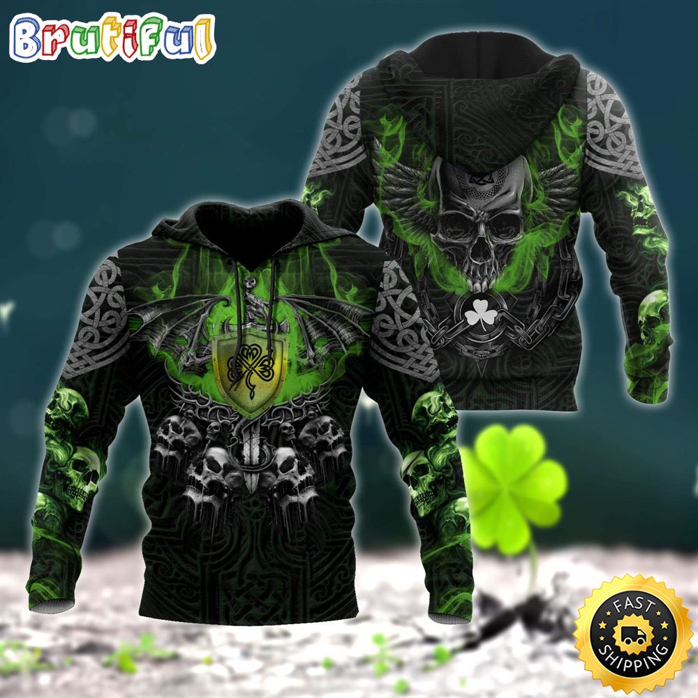 Celtic Dragon Skull With Wings 3D All Over Print Shirt