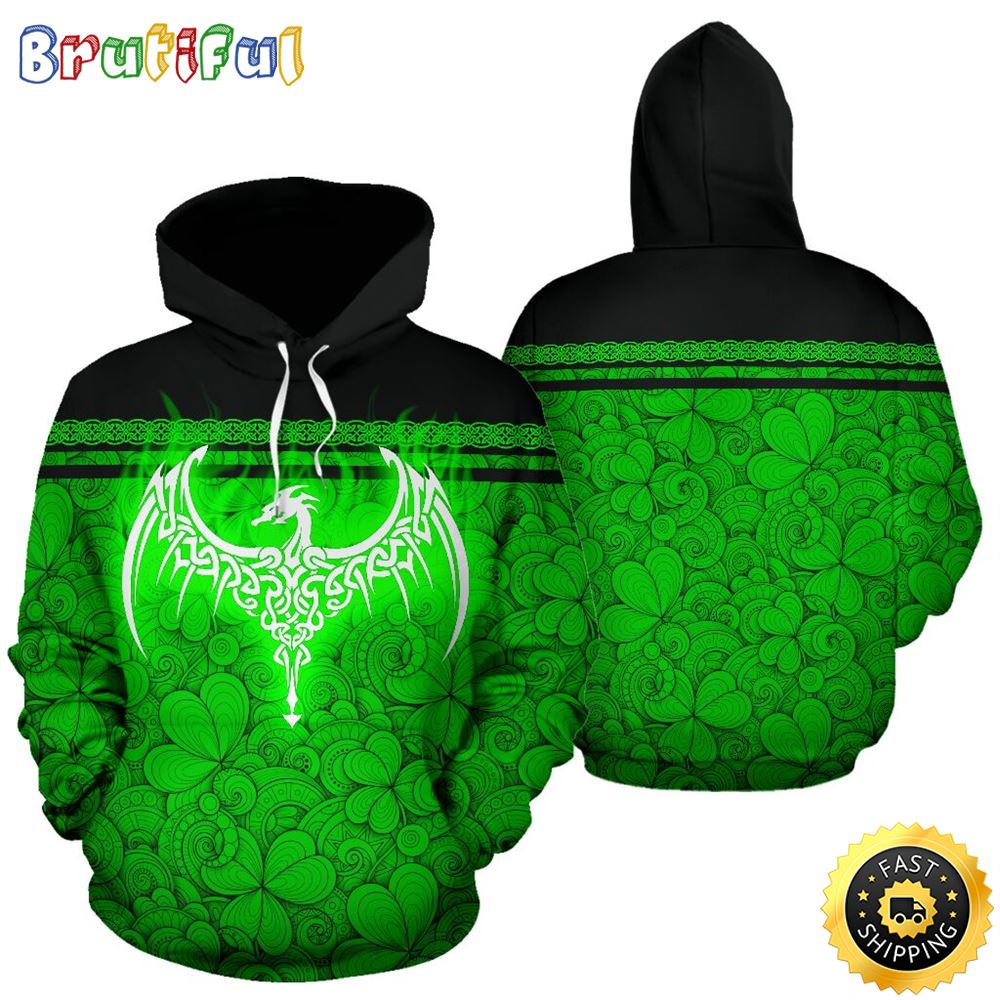 Celtic Irish Dragon Full Hoodie St.Patricks Day All Over Print Shirt