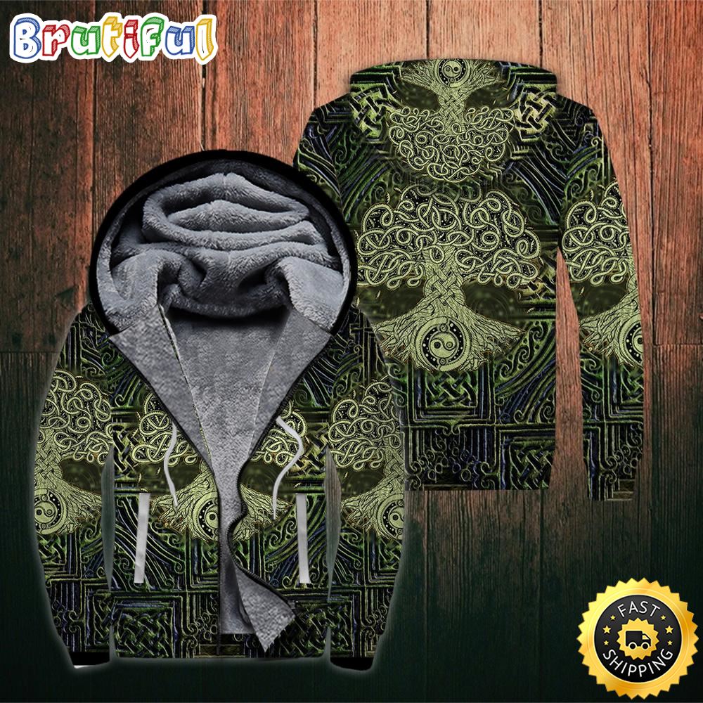 Celtic Tree Of Life Irish St Patrick_s Day Fleece Zip Hoodie All Over Print Shirt