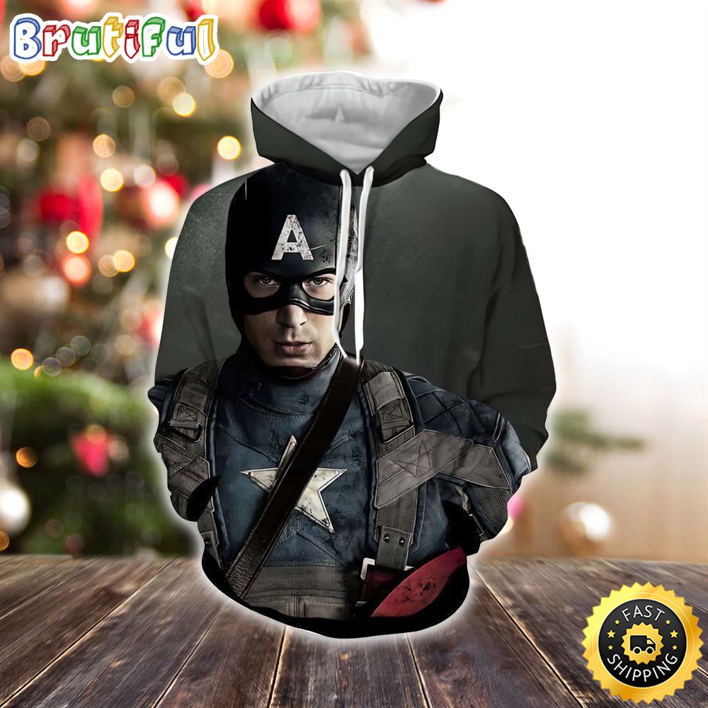 Chris Evans Captain America Realistic Portrait Marvel Christmas All Over Print Shirt