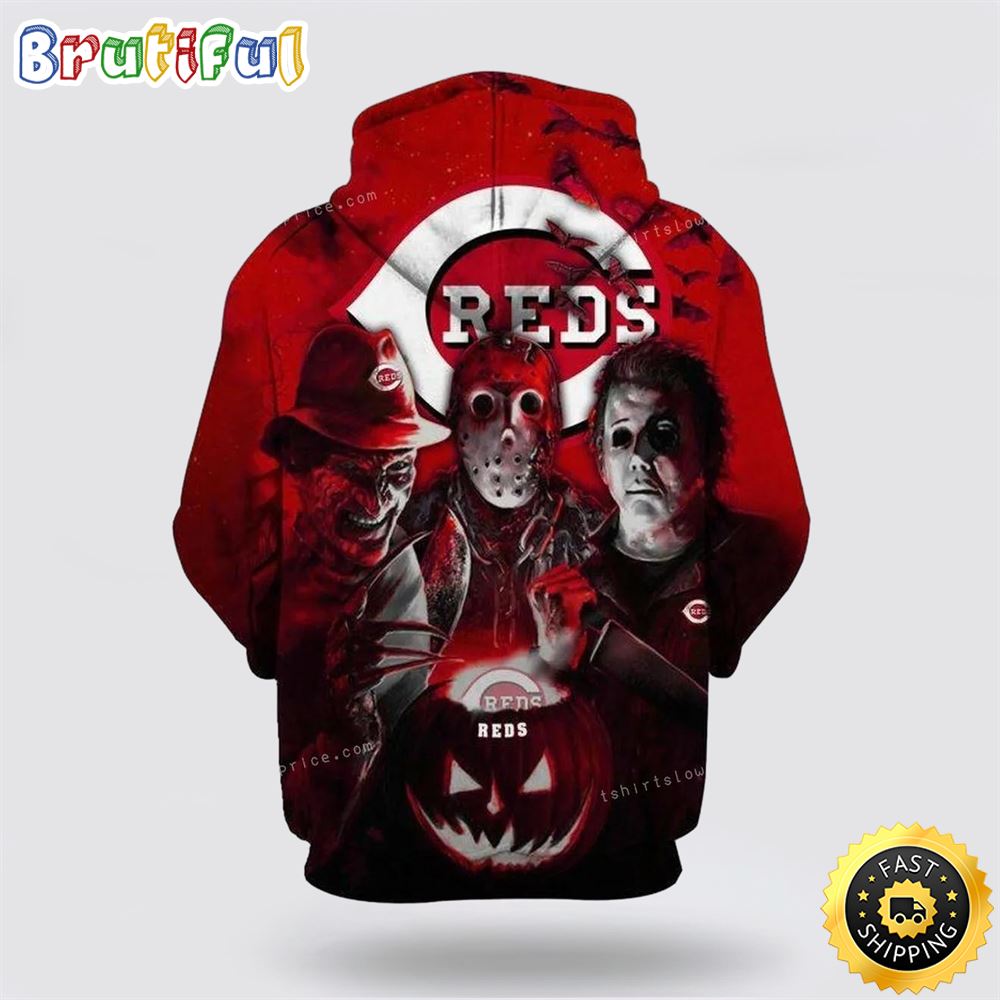 Cincinnati Reds MLB Horror Halloween All Over Print 3D Hoodie
