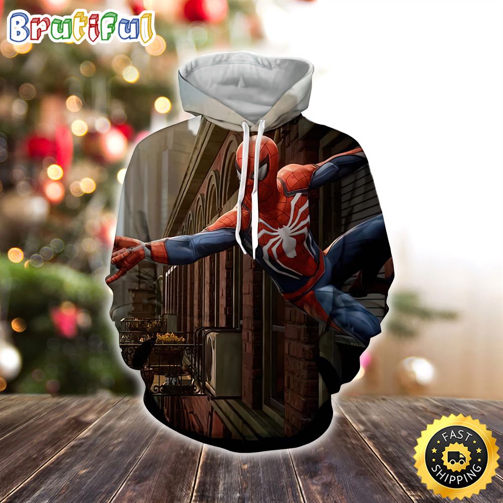 Cool Spider-Man Wall Clinging Marvel Christmas All Over Print Shirt