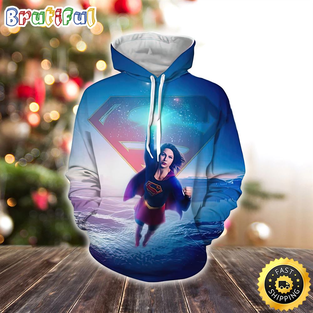 Cool Supergirl Kara Danvers Flying Superheroine Blue Marvel Christmas All Over Print Shirt