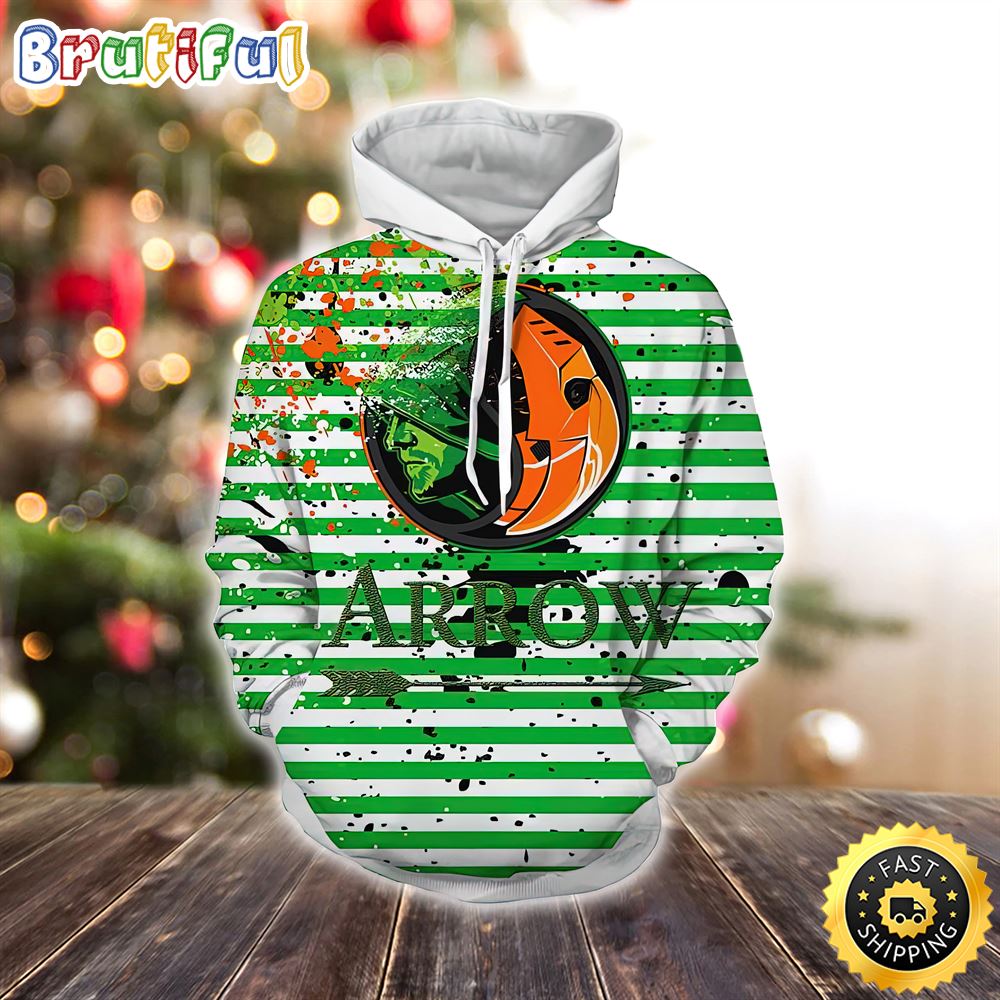 DC Arrow _ Villain Deathstroke Logo Green Stripes Marvel Christmas All Over Print Shirt