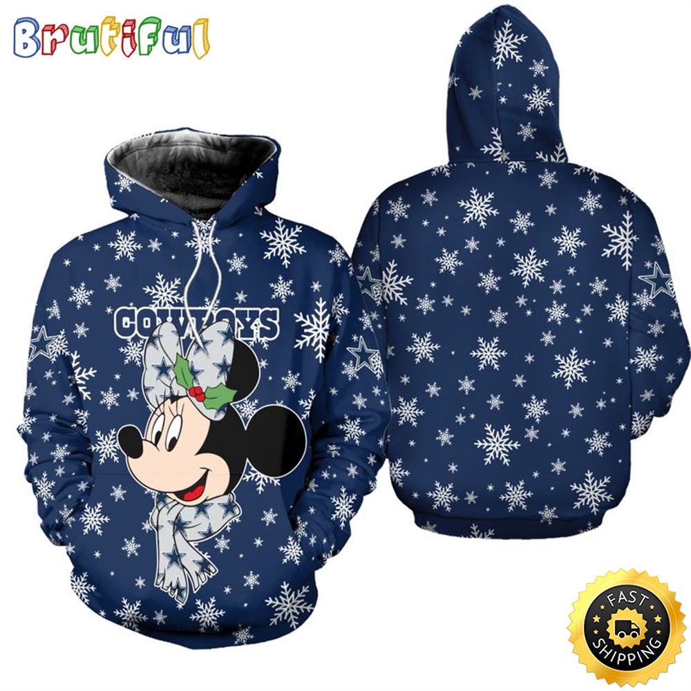 Dallas Cowboys Christmas Minnie Mouse Snowflakes Football NFL All Over print Christmas Hoodie Dallas Cowboys Christmas Minnie Mouse Snowflakes Football NFL All Over print Christmas Hoodie