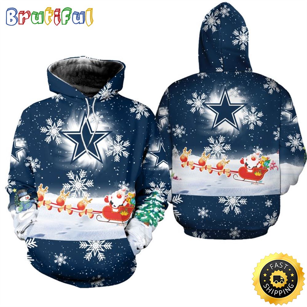Dallas Cowboys Christmas Pattern Football NFL All Over Print Hoodie Shirt