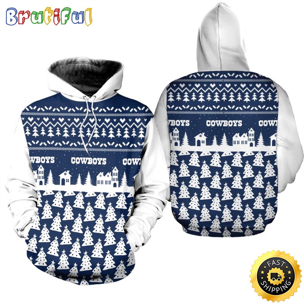 Dallas Cowboys Christmas Pattern PINE Football NFL All Over Print Hoodie Shirt