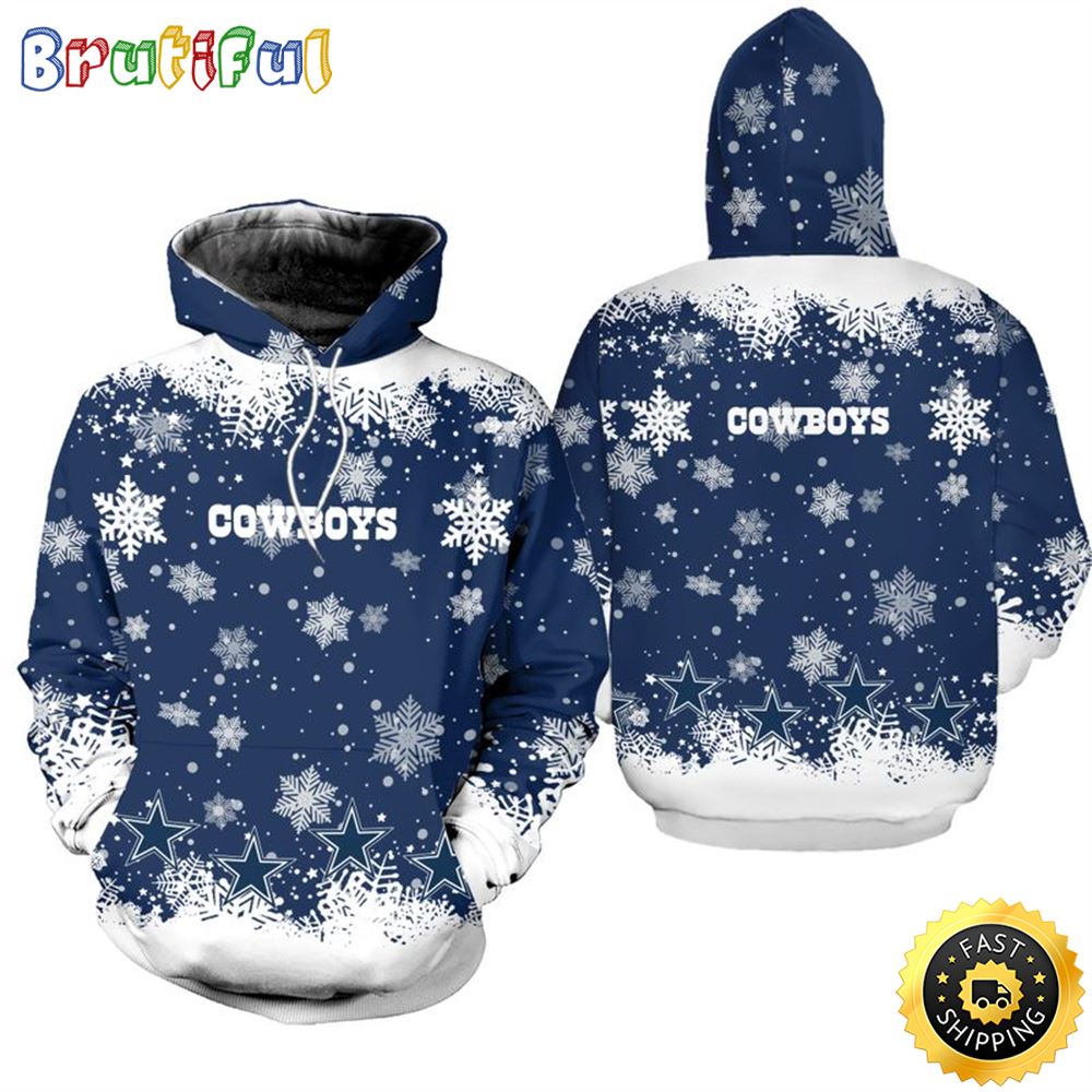 Dallas Cowboys Christmas Pattern Snowflakes Football NFL All Over print Christmas Hoodie (2) Dallas Cowboys Christmas Pattern Snowflakes Football NFL All Over print Christmas Hoodie (2)