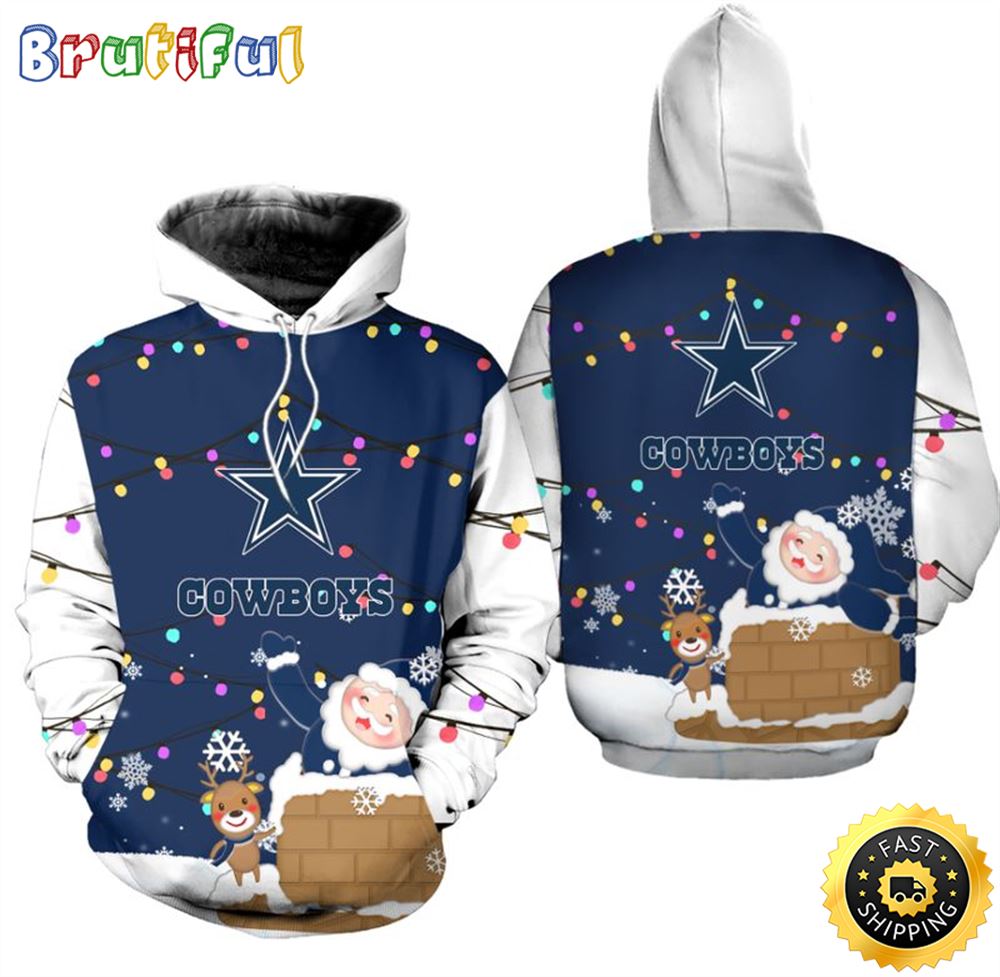 Dallas Cowboys Christmas Pattern Snowman Football NFL All Over print Christmas Hoodie