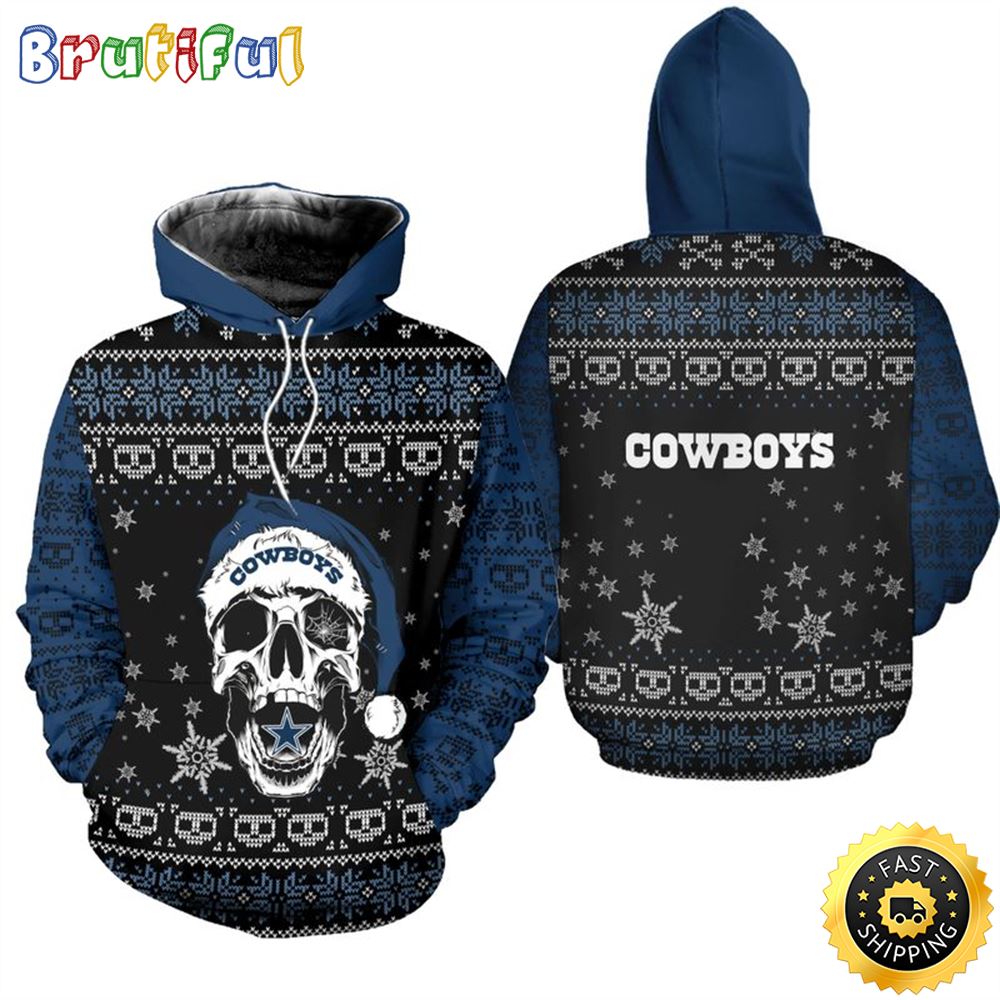 Dallas Cowboys Christmas Reindeer Football NFL All Over print Christmas Hoodie