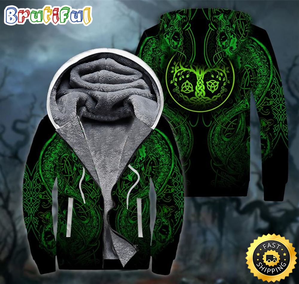 Dragon Irish St Patrick_s Day Fleece Zip Hoodie All Over Print Shirt