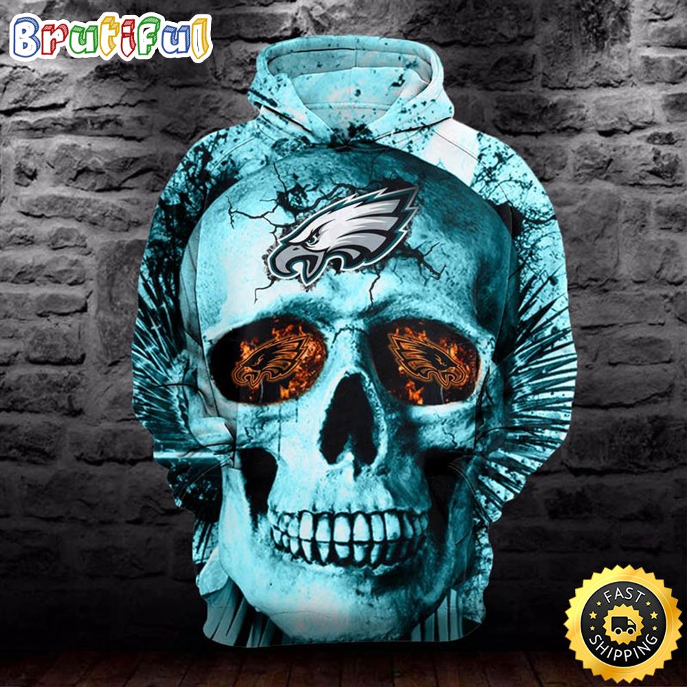 Eagles Neon Green Skull 3D Hoodie All Over Print Shirt