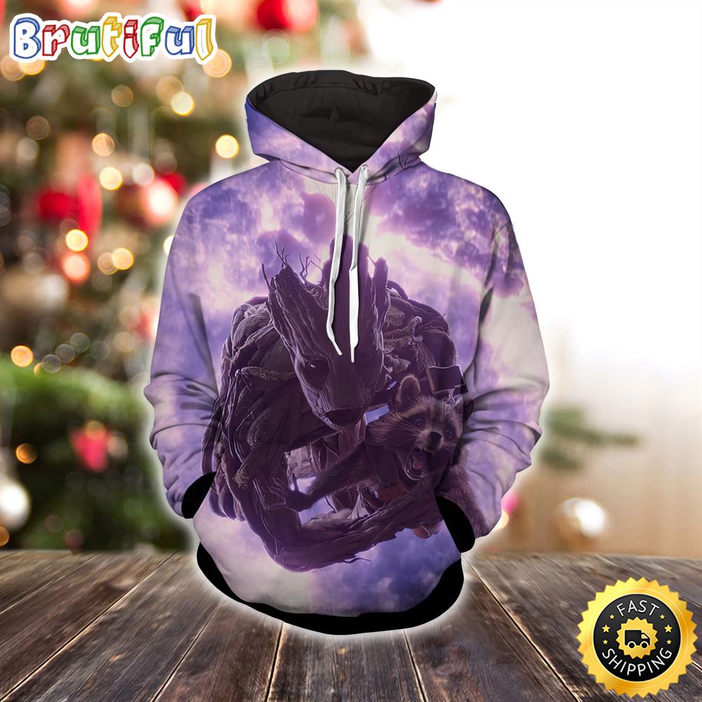 Guardians of the Galaxy Groot Rocket Space Flying Marvel Christmas All Over Print Shirt