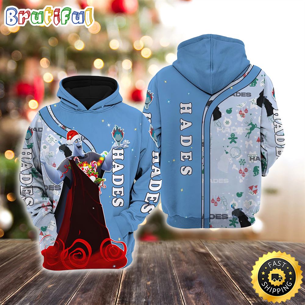 Hades Blue Christmas Disney Christmas Hoodie All Over Print Shirts