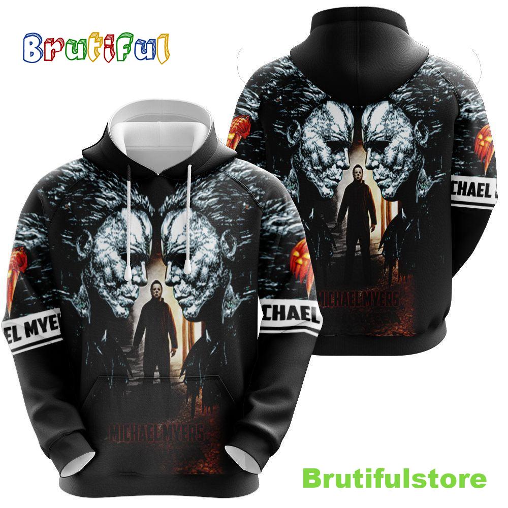 Halloween Hoodie Michael Myers Hoodie Halloween Michael Myers Face To Face White Black All Over Print Shirt