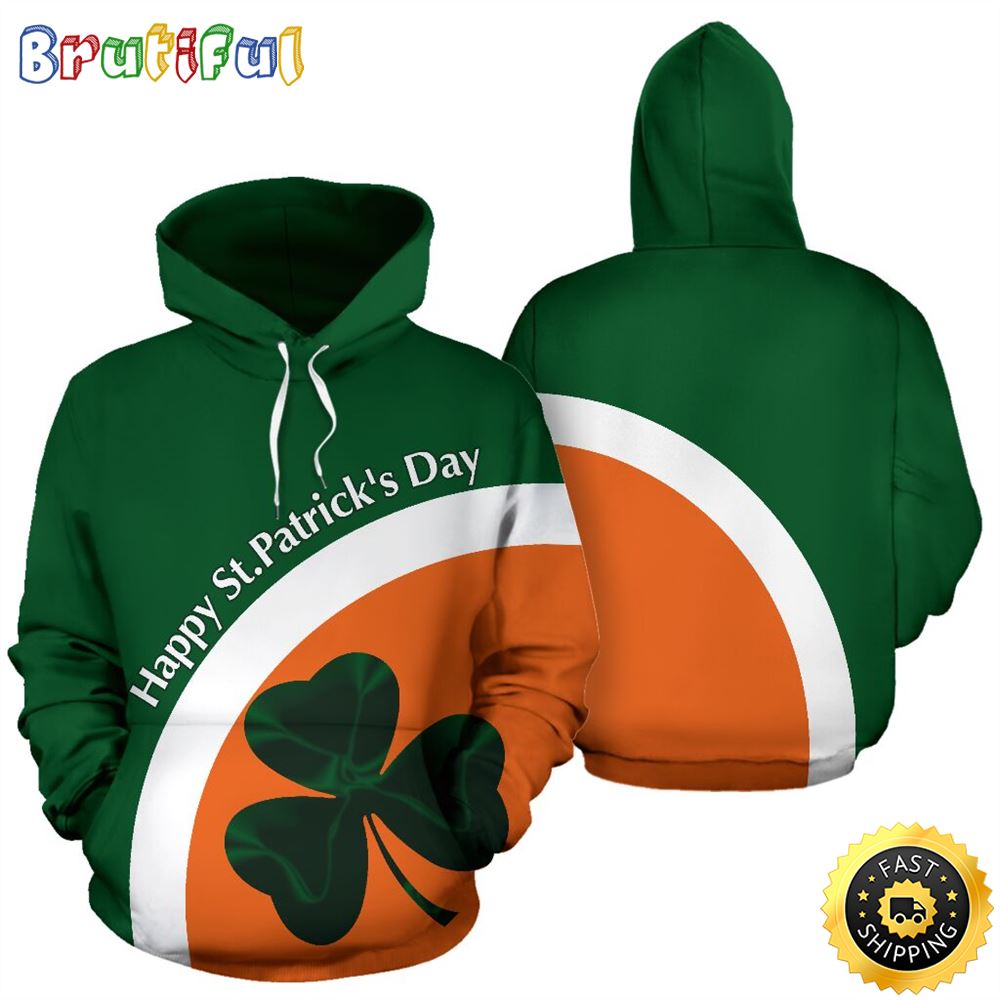 Happy Irish Orange Full Hoodie Irish St.Patricks Day All Over Print Shirt