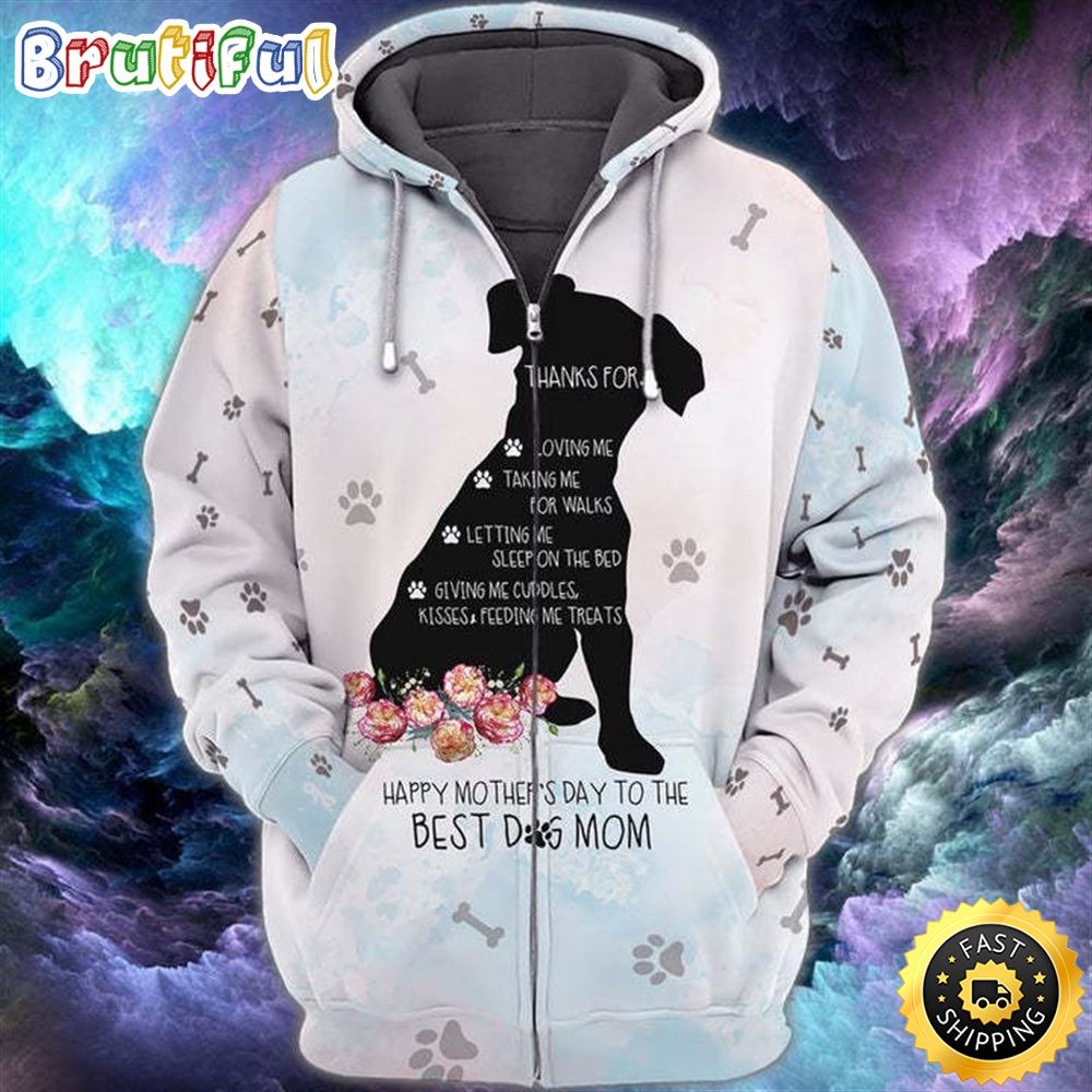 Happy Mother_s Day Dog Mom Fleece Zip Hoodie All Over Print Shirt
