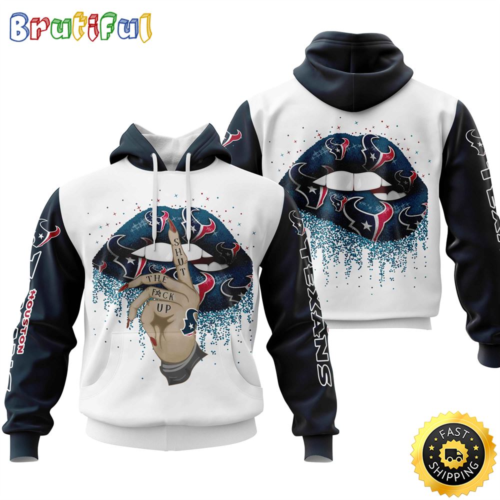 Houston Texans All Over Print Lips 3D Hoodie Show Your Team Spirit