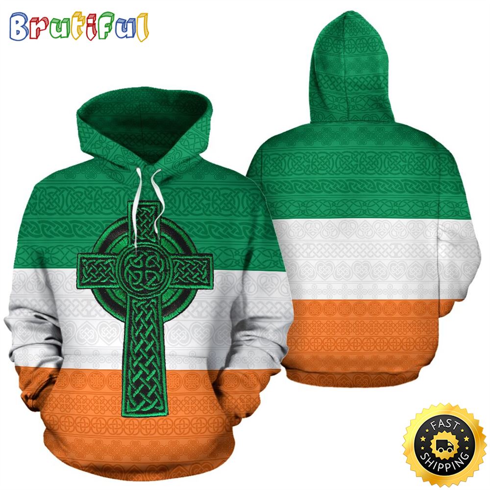 Irish Cross Celtic Full Hoodie Irish St.Patricks Day All Over Print Shirt
