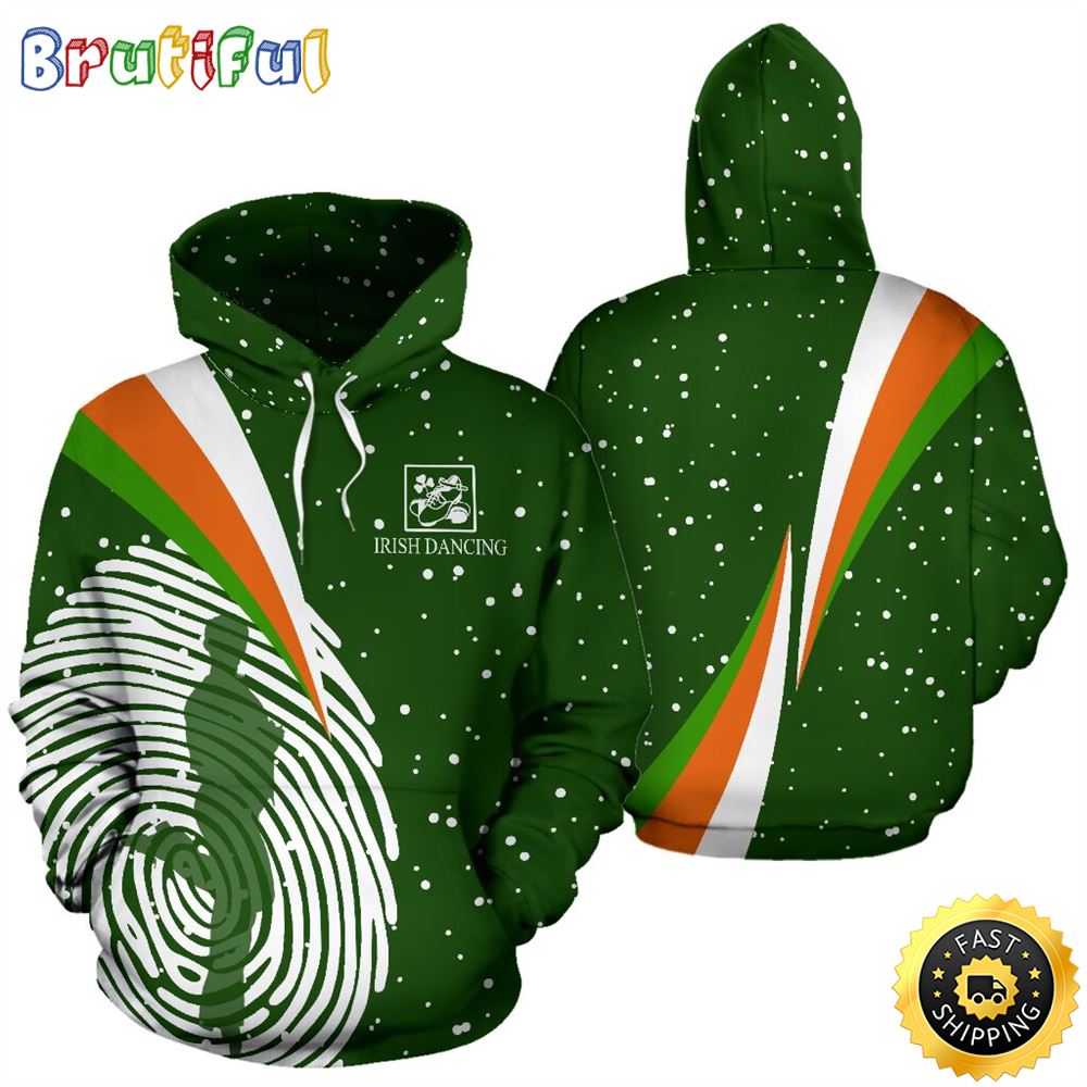 Irish Dancing Snow Full Hoodie Men Irish St.Patricks Day All Over Print Shirt