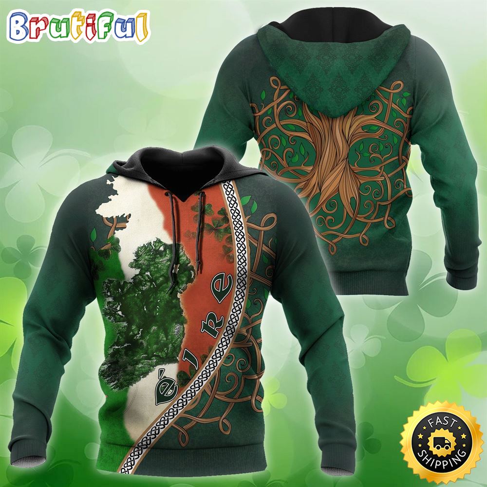 Irish Map Celtic Tree Of Life 3D All Over Print Shirt