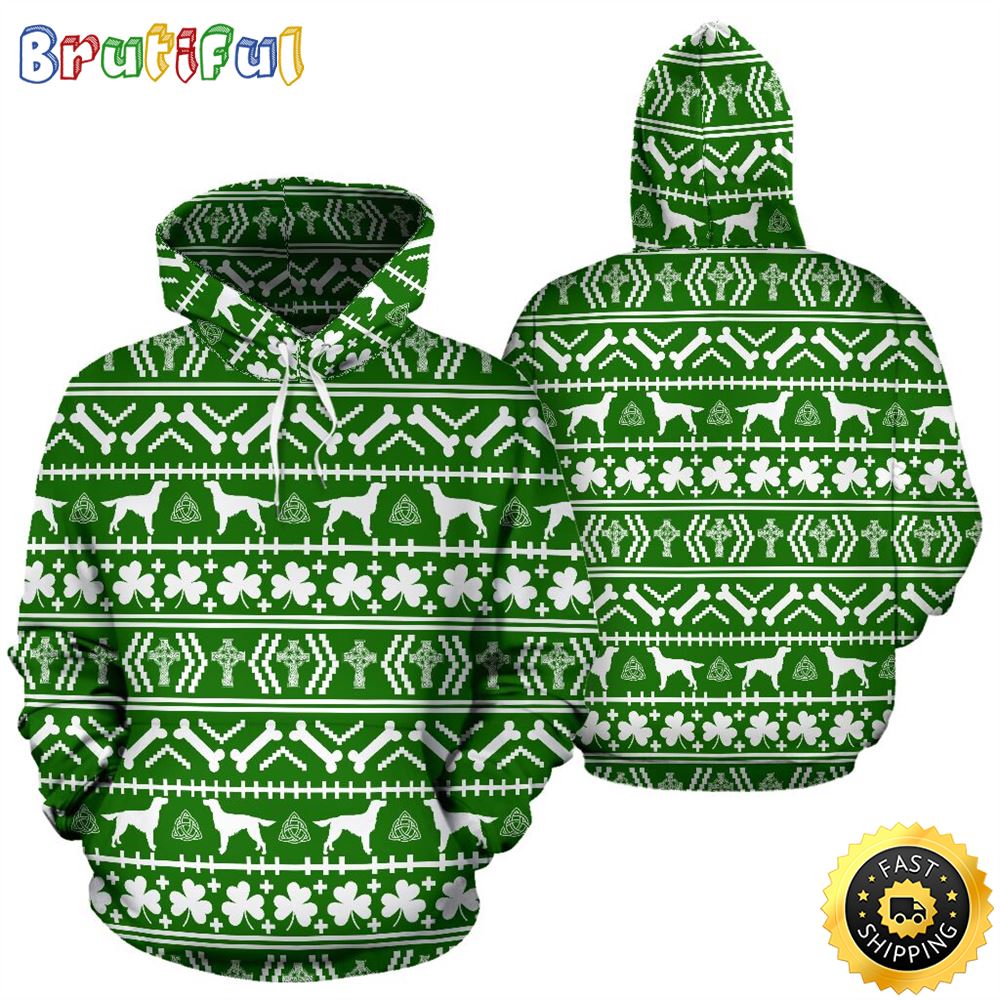 Irish Pattern Full Hoodie St.Patricks Day All Over Print Shirt