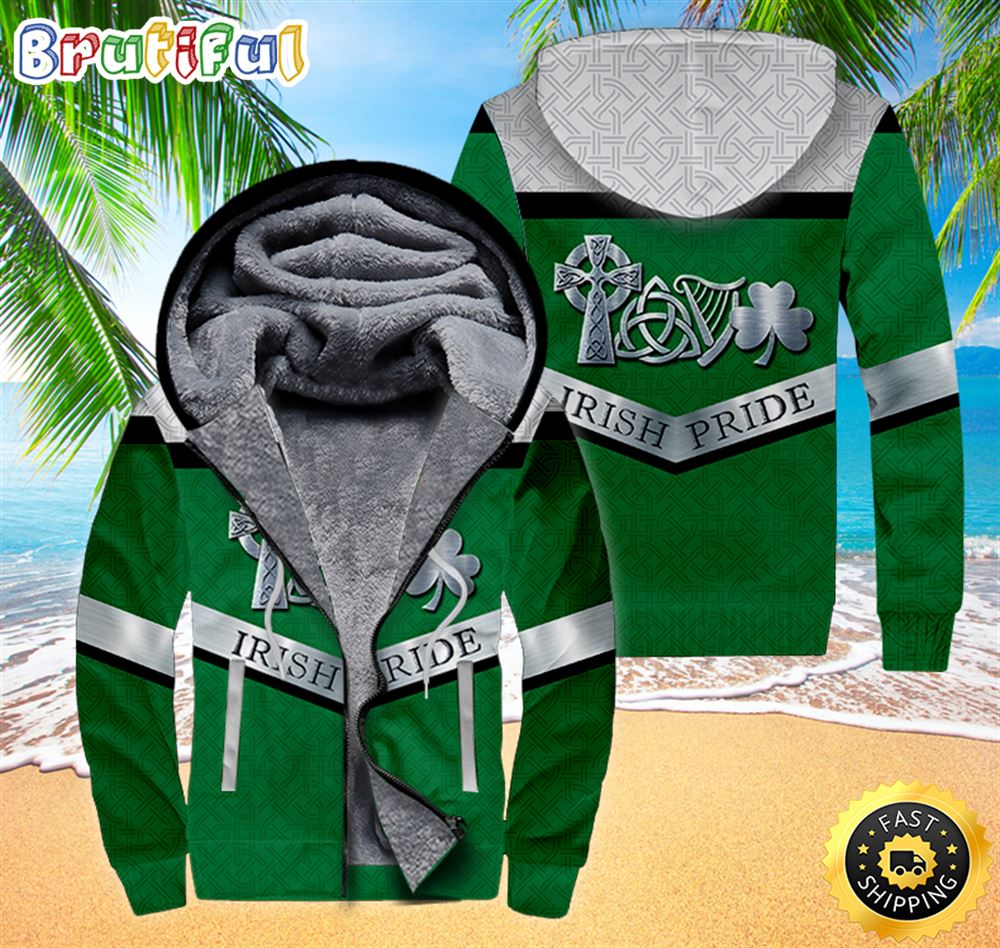Irish Pride St Patrick_s Day Fleece Zip Hoodie All Over Print Shirt