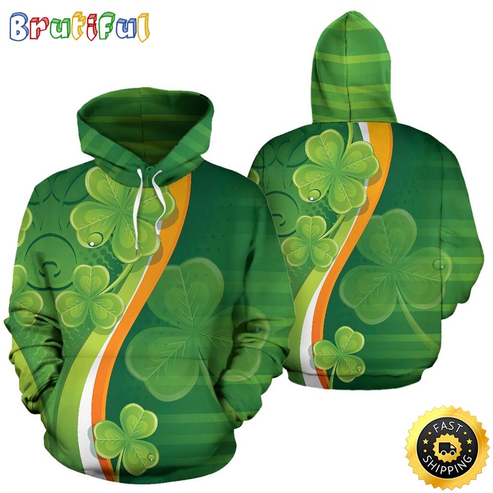Irish Shamrock Clover Full Hoodie Irish St.Patricks Day All Over Print Shirt