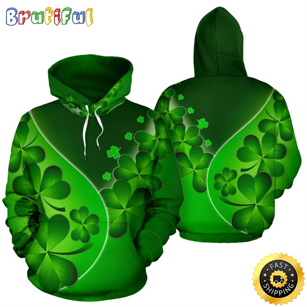 Irish Shamrock Full Hoodie St.Patricks Day All Over Print Shirt