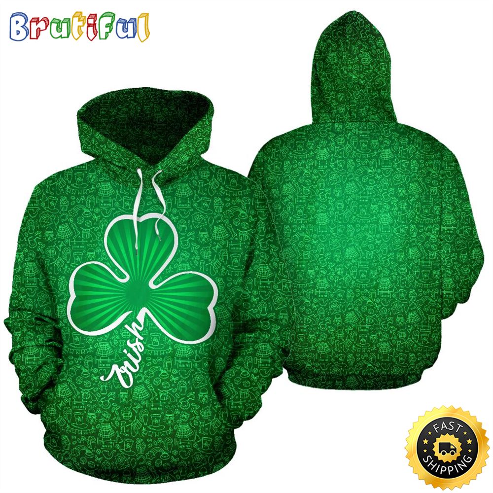 Irish Shamrock Pt Full Hoodie St.Patricks Day All Over Print Shirt