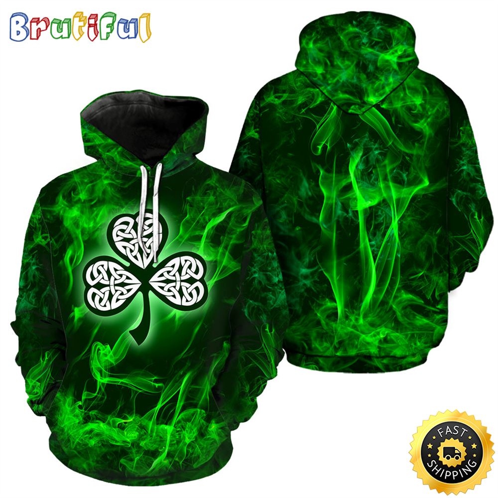 Irish Shamrock Smoke Full Hoodie St.Patricks Day All Over Print Shirt