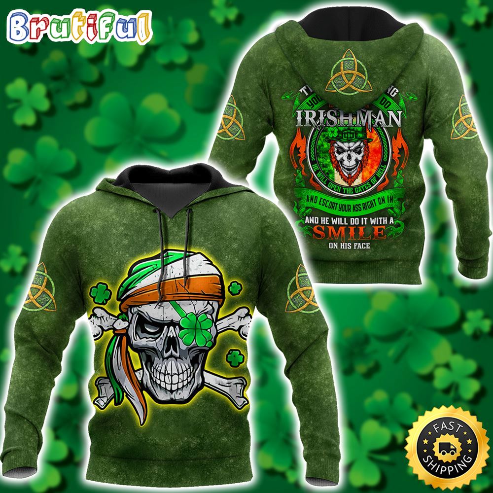 Irishman Skull Shamrock 3D All Over Print Shirt