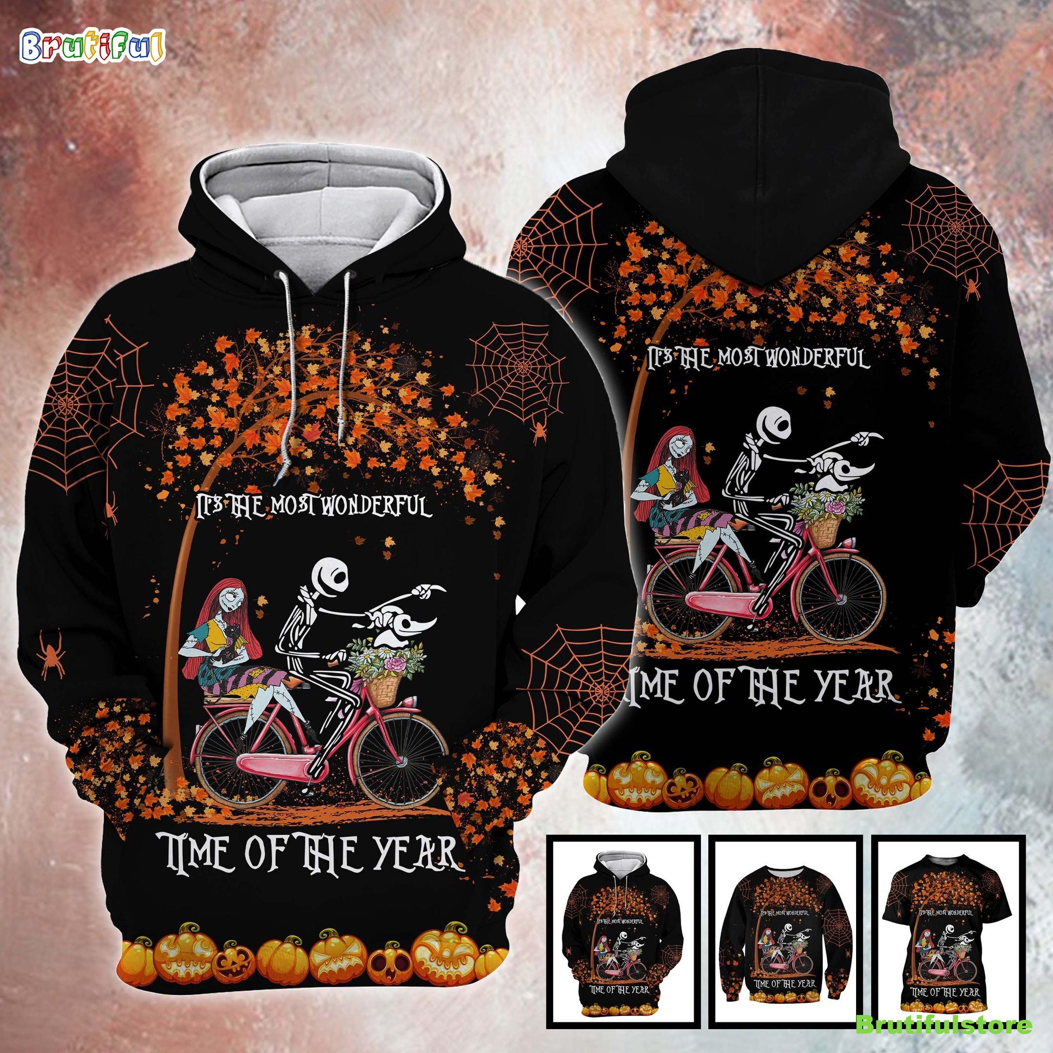 Jack _ Sally Nightmare Before Christmas The Most Wonderful Time Of The Year Horror Movie Halloween All Over Print 3D Shirt