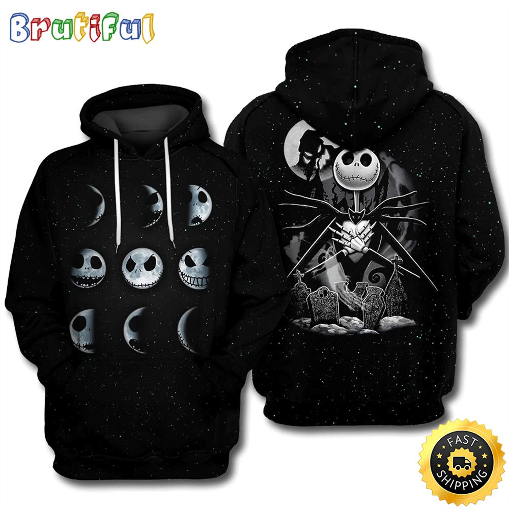 Jack Skellington King Moon Pullover _ Zip 3D Hoodie All Over Print Shirts