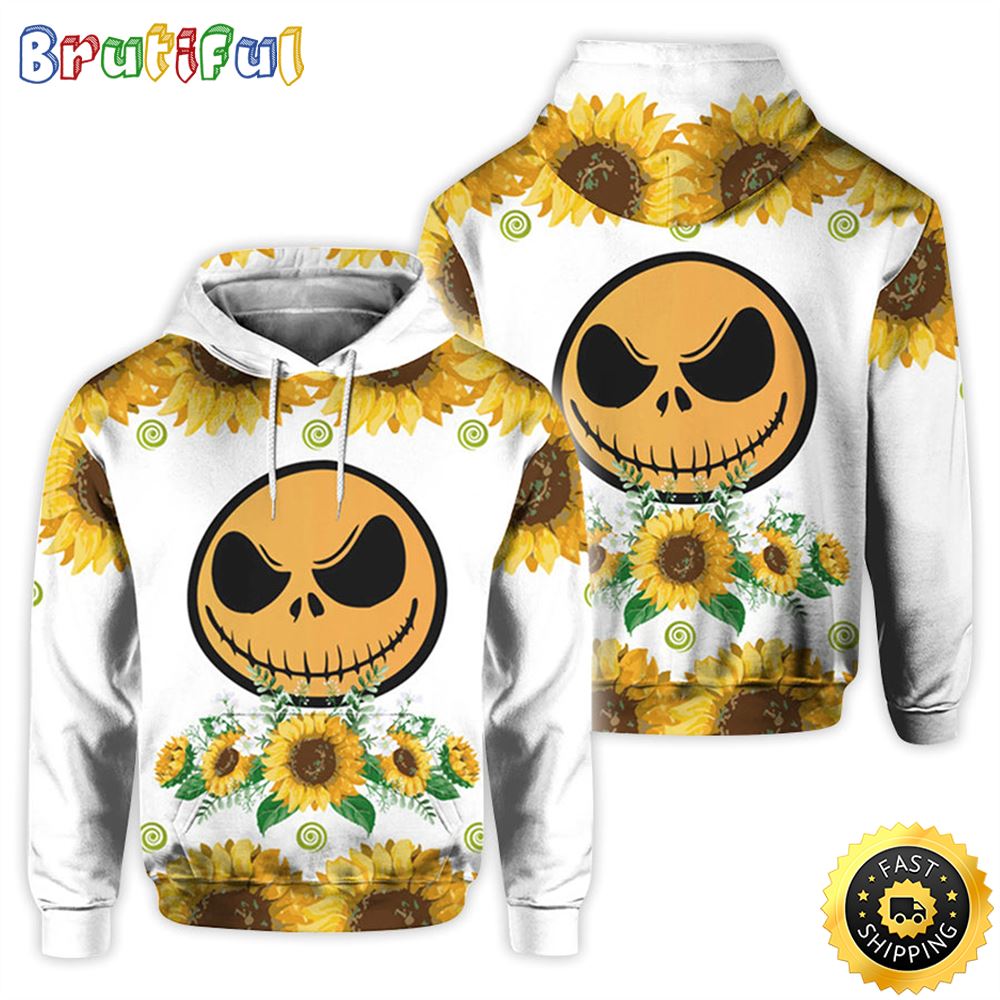 Jack Skellington Sunflower 3D Hoodie All Over Print Shirts