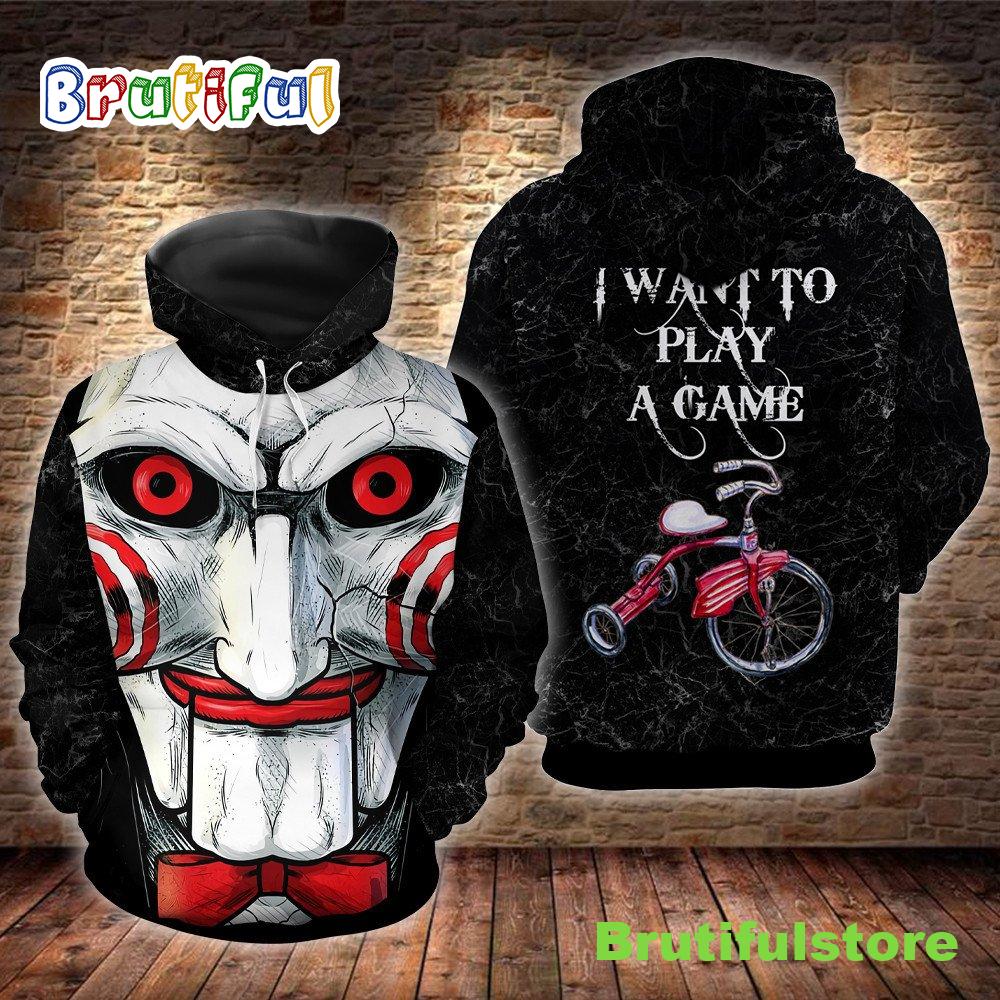 Jigsaw Billy The Puppet I Want To Play A Game Horror Movie Halloween All Over Print 3D Shirt Jigsaw Billy The Puppet I Want To Play A Game Horror Movie Halloween All Over Print 3D Shirt