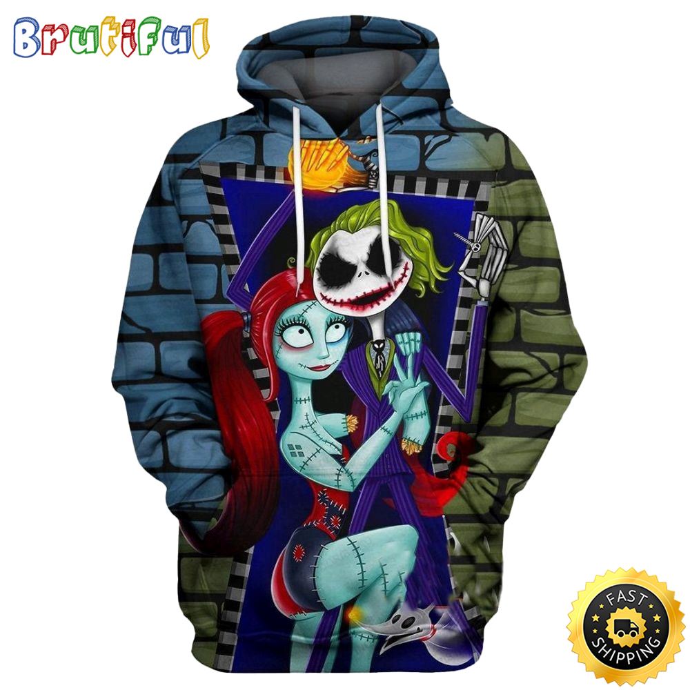 Joker X Jack Skellington Sally 3D Hoodie All Over Print Shirts