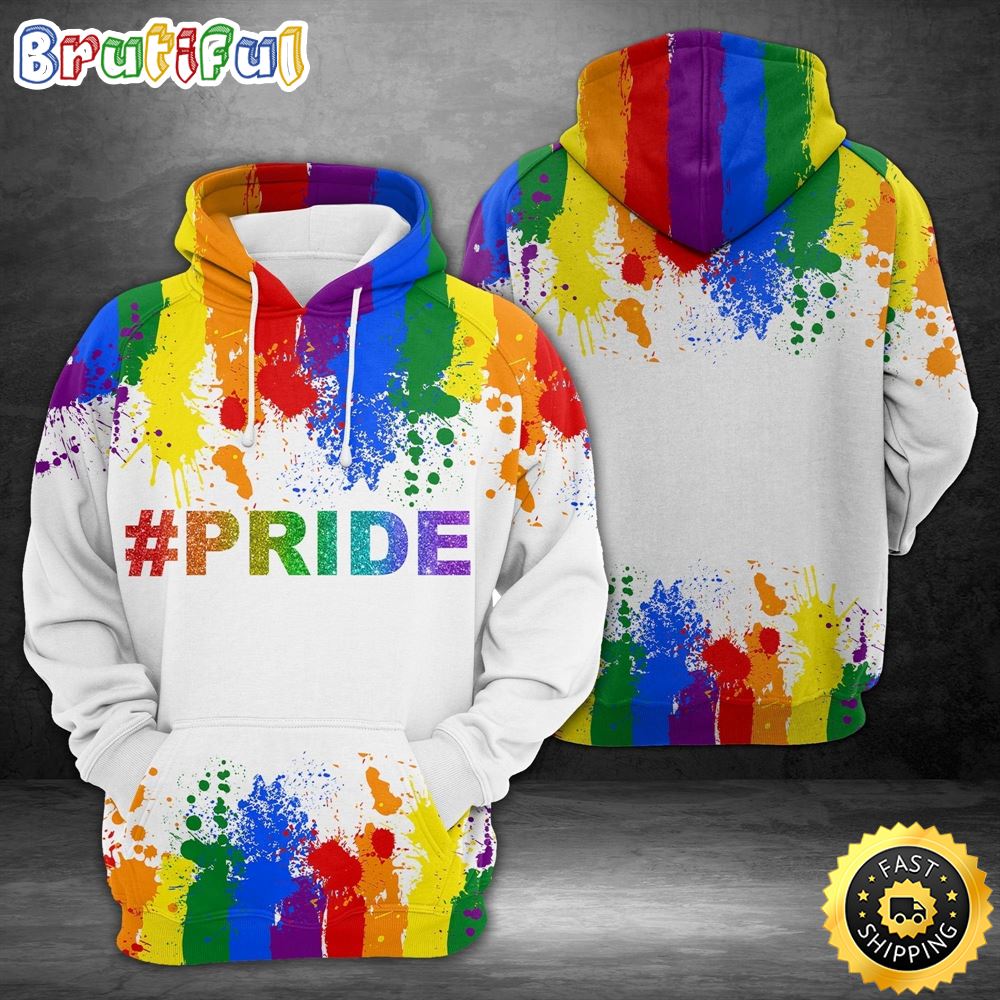 LGBT Pride Splatter LGBT Rainbow Color Hoodie 3D All Over Print Shirt