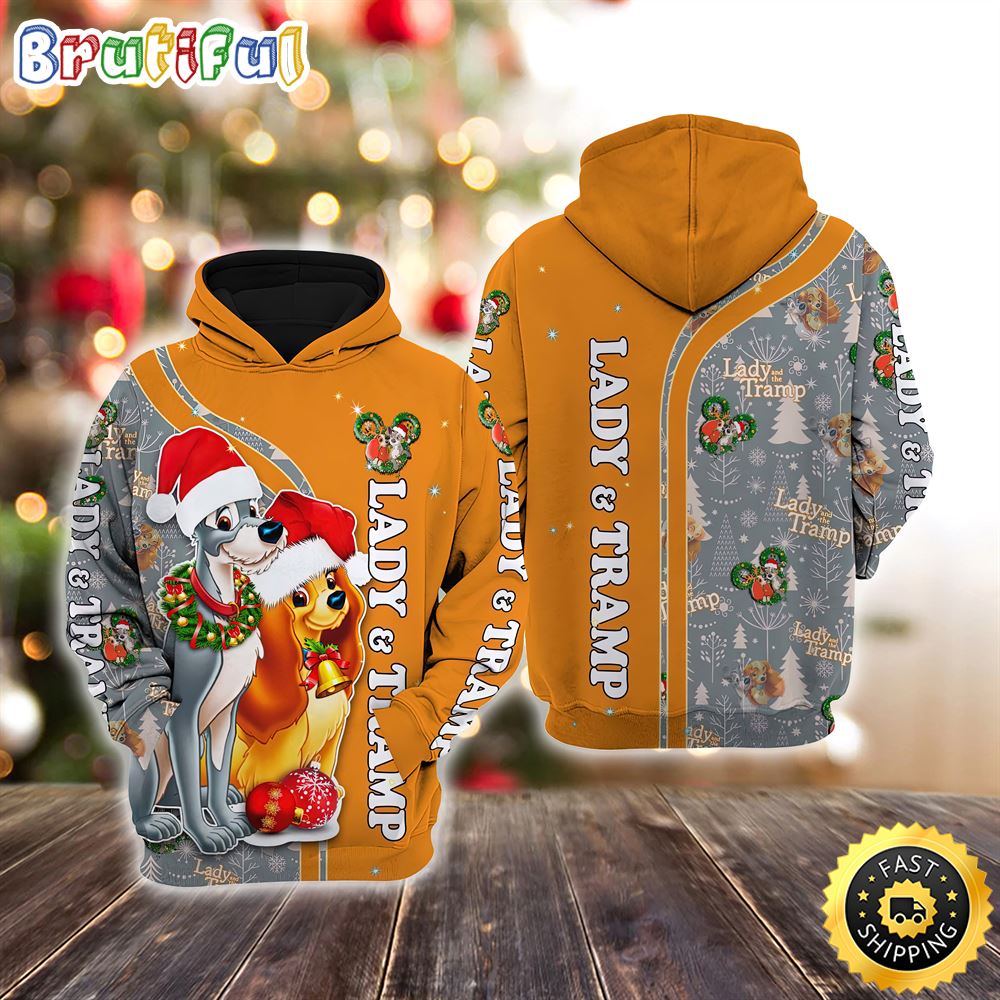 Lady _Amp The Tramp Christmas Disney Christmas Hoodie All Over Print Shirts