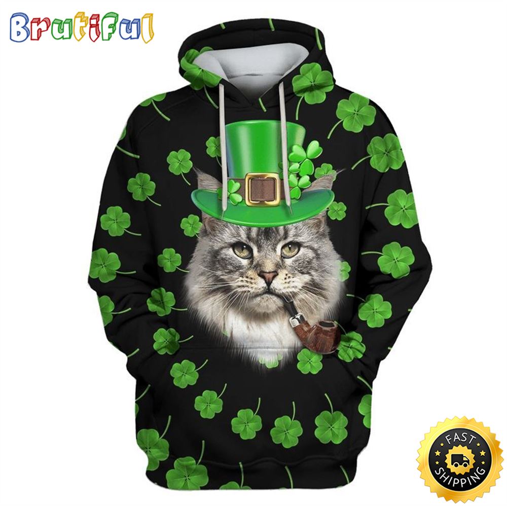 Maine Coon Cat Saint Patricks Day Happy Patrick_s Day 3d Hoodie All Over Print Shirt