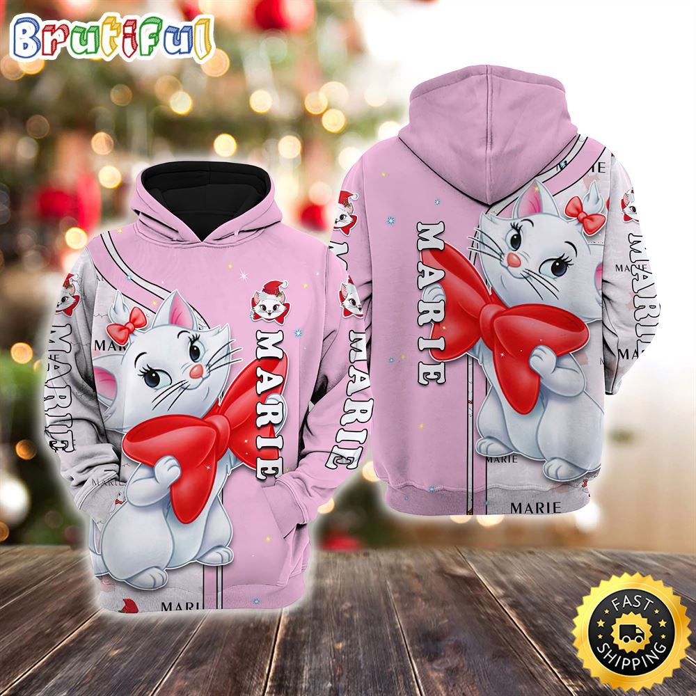 Marie Cat Pink Christmas Disney Christmas Hoodie All Over Print Shirts