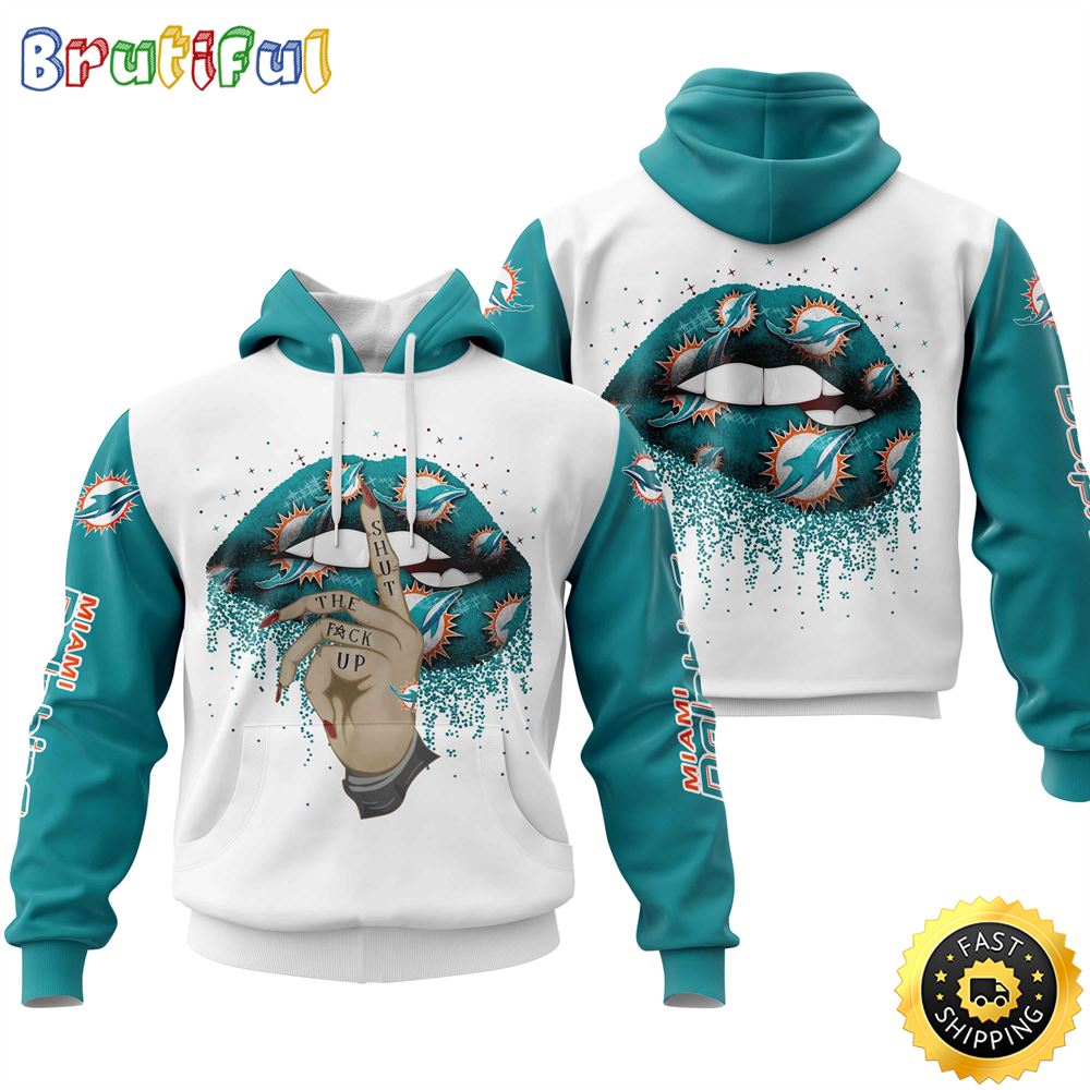 Miami Dolphins All Over Print Lips 3D Hoodie Show Your Team Spirit
