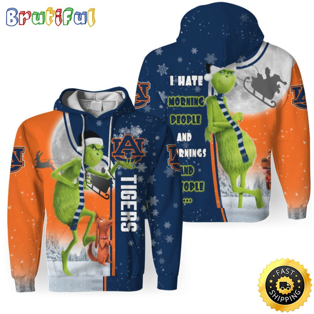 NCAA Auburn Tigers The Grinch Christmas Football Christmas Hoodie All Over Print Shirt