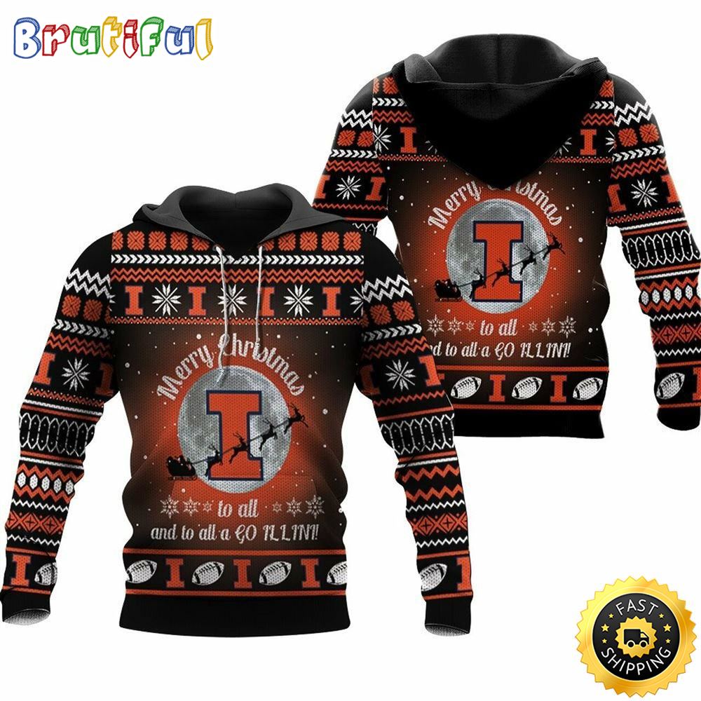 NCAA Illinois Fighting Illini Merry Christmas Football Christmas Hoodie All Over Print Shirt