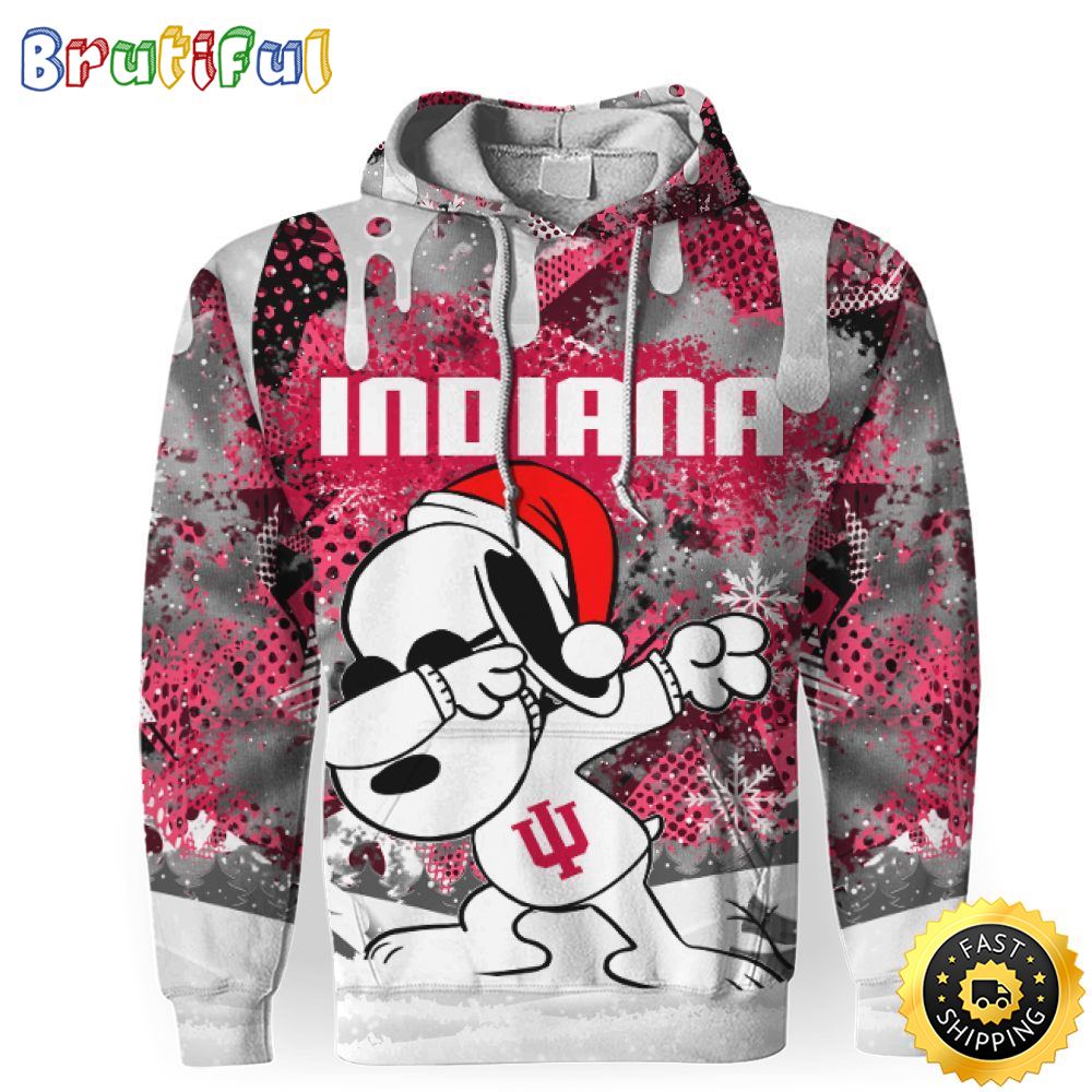 NCAA Indiana Hoosiers Snoopy Christmas Football Christmas Hoodie All Over Print Shirt