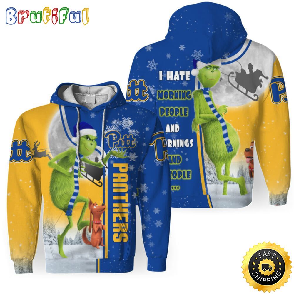 NCAA Pittsburgh Panthers The Grinch Christmas Football Christmas Hoodie All Over Print Shirt