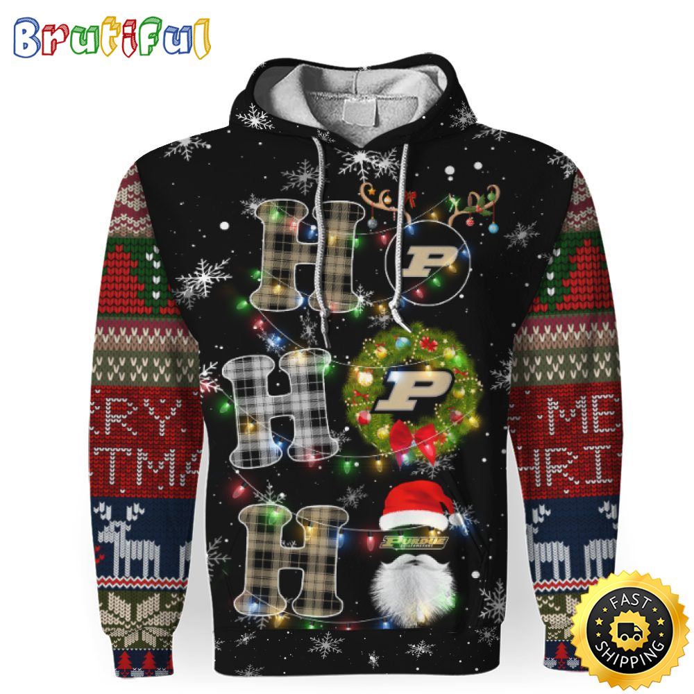 NCAA Purdue Boilermakers Ho Ho Ho Christmas Football Christmas Hoodie All Over Print Shirt
