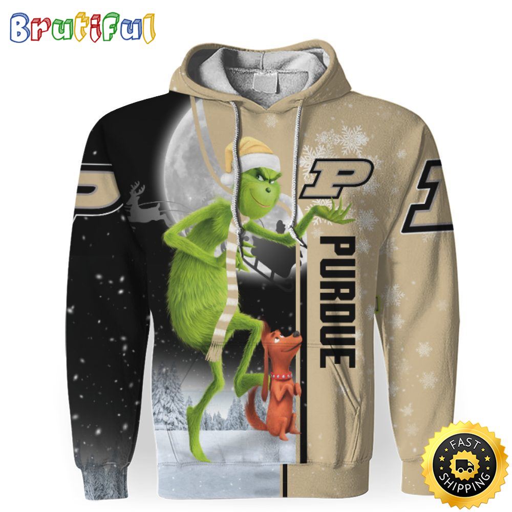NCAA Purdue Boilermakers The Grinch Christmas Football Christmas Hoodie All Over Print Shirt