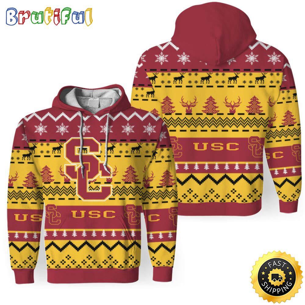 NCAA USC Trojans Gold Cardinal Christmas Football Christmas Hoodie All Over Print Shirt