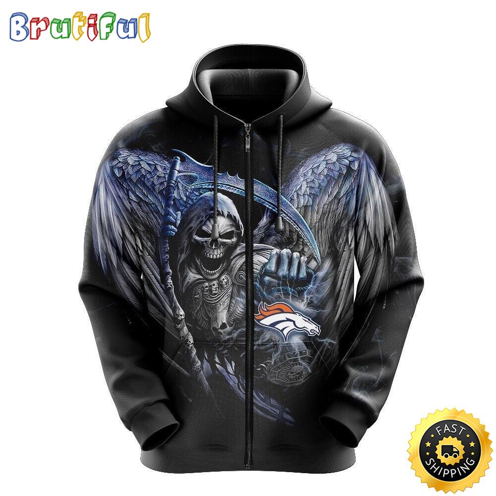 NFL Denver Broncos 3D Hoodie All Over Print Skull Game Day Essential